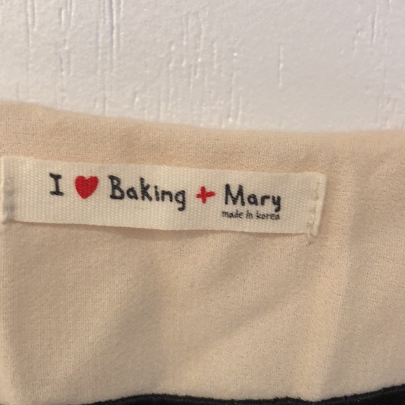 Blue and Cream dress. One size. Made in Korea - Picture 4 of 11